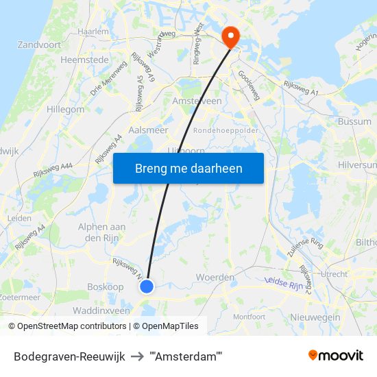 Bodegraven-Reeuwijk to ""Amsterdam"" map