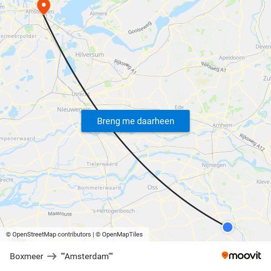 Boxmeer to ""Amsterdam"" map