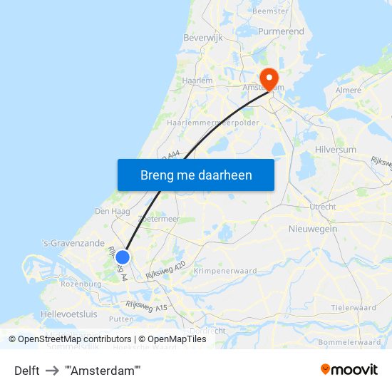 Delft to ""Amsterdam"" map