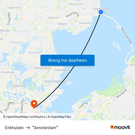 Enkhuizen to ""Amsterdam"" map