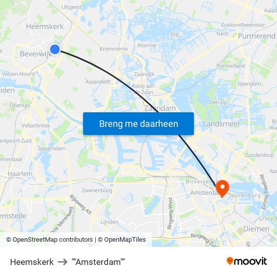 Heemskerk to ""Amsterdam"" map