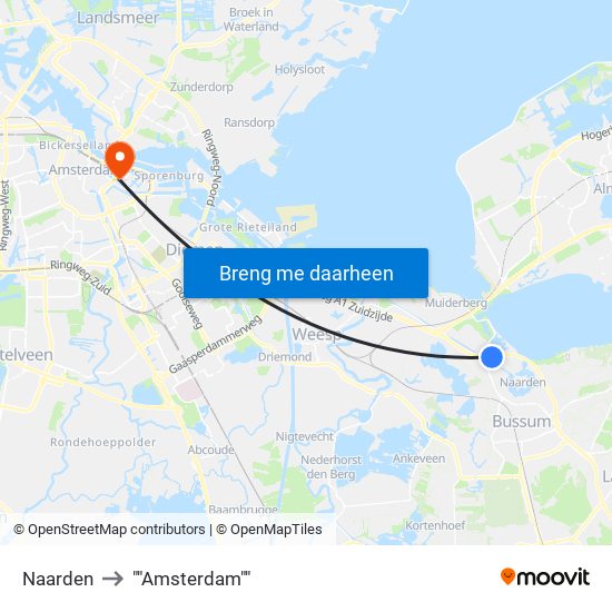 Naarden to ""Amsterdam"" map