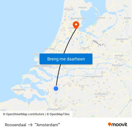 Roosendaal to ""Amsterdam"" map