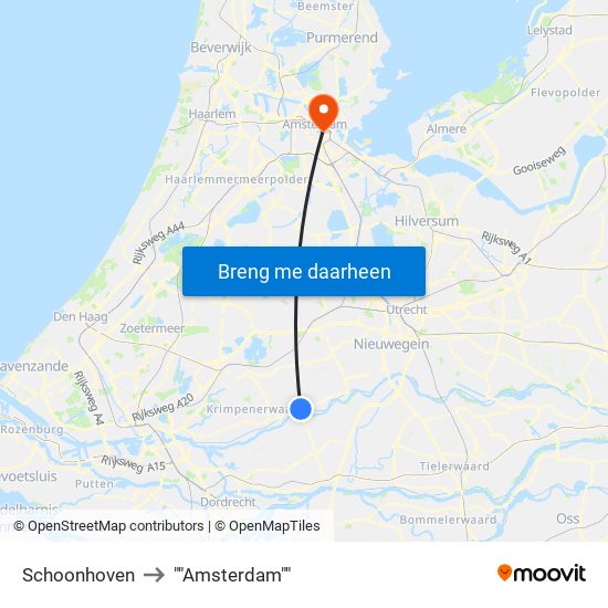 Schoonhoven to ""Amsterdam"" map