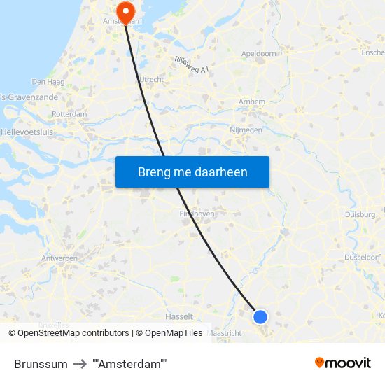 Brunssum to ""Amsterdam"" map