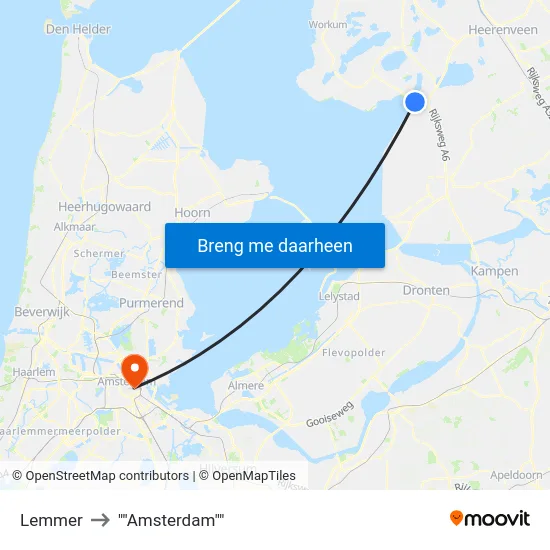 Lemmer to ""Amsterdam"" map