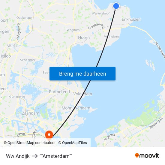 Ww Andijk to ""Amsterdam"" map
