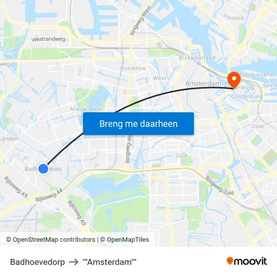 Badhoevedorp to "Amsterdam" map