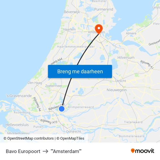 Bavo Europoort to ""Amsterdam"" map