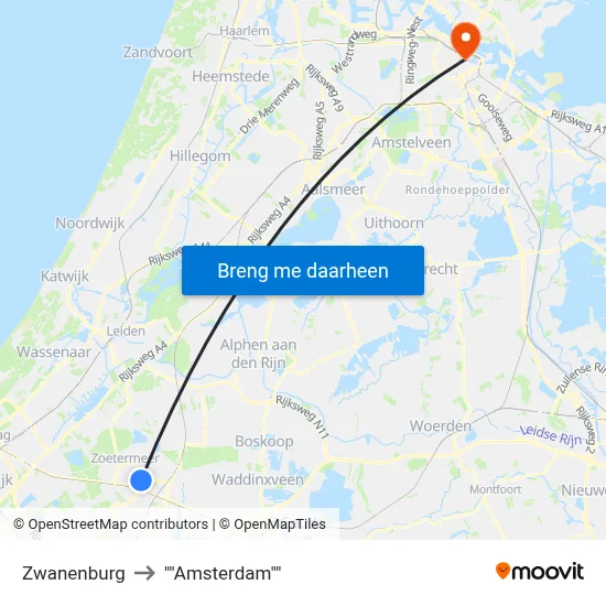 Zwanenburg to ""Amsterdam"" map
