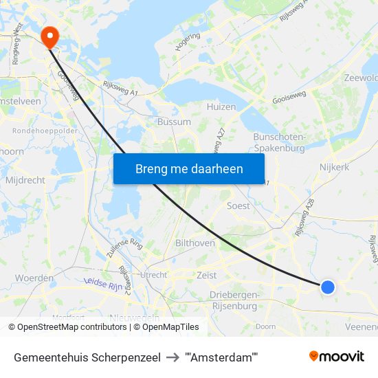 Gemeentehuis Scherpenzeel to ""Amsterdam"" map