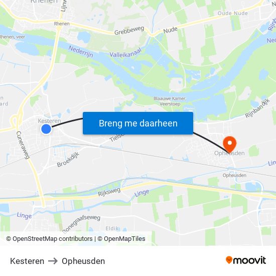 Kesteren to Opheusden map