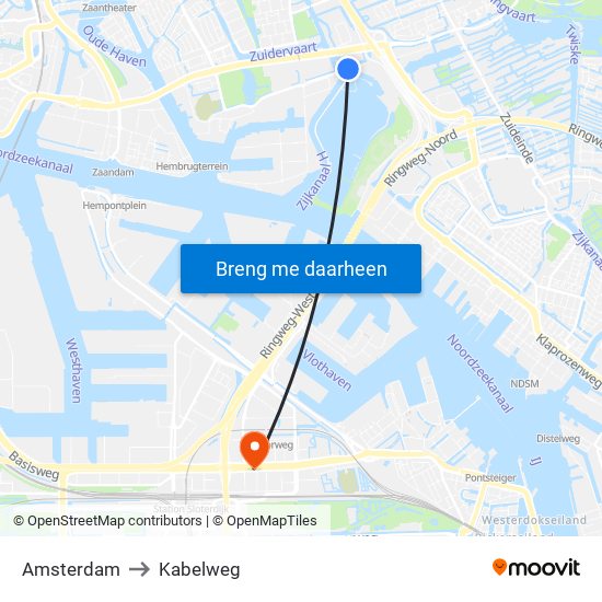 Amsterdam to Kabelweg map