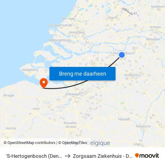 'S-Hertogenbosch (Den Bosch) to Zorgsaam Ziekenhuis - De Honte map
