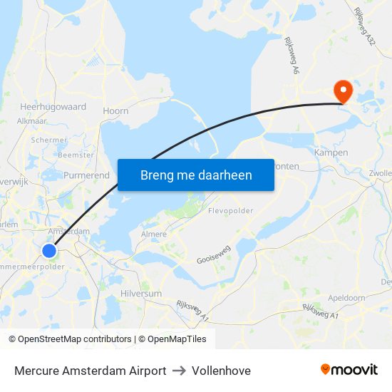 Mercure Amsterdam Airport to Vollenhove map