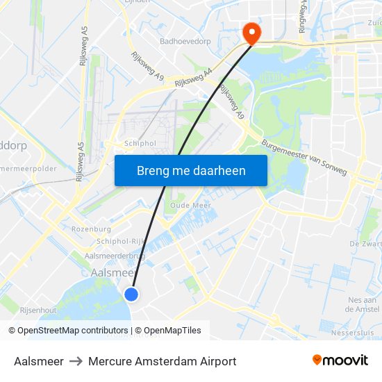 Aalsmeer to Mercure Amsterdam Airport map