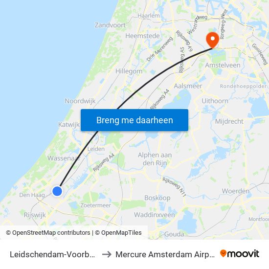 Leidschendam-Voorburg to Mercure Amsterdam Airport map