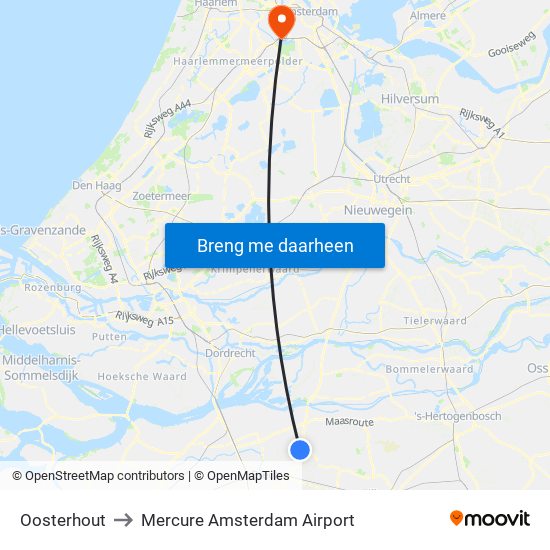 Oosterhout to Mercure Amsterdam Airport map