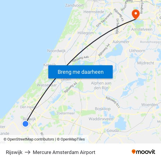 Rijswijk to Mercure Amsterdam Airport map