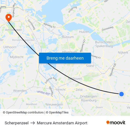 Scherpenzeel to Mercure Amsterdam Airport map