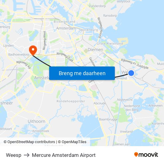 Weesp to Mercure Amsterdam Airport map
