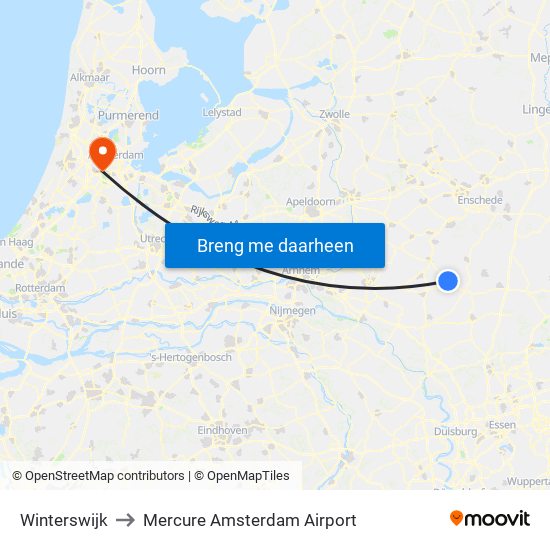 Winterswijk to Mercure Amsterdam Airport map