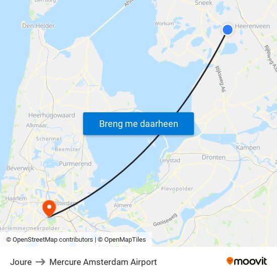 Joure to Mercure Amsterdam Airport map