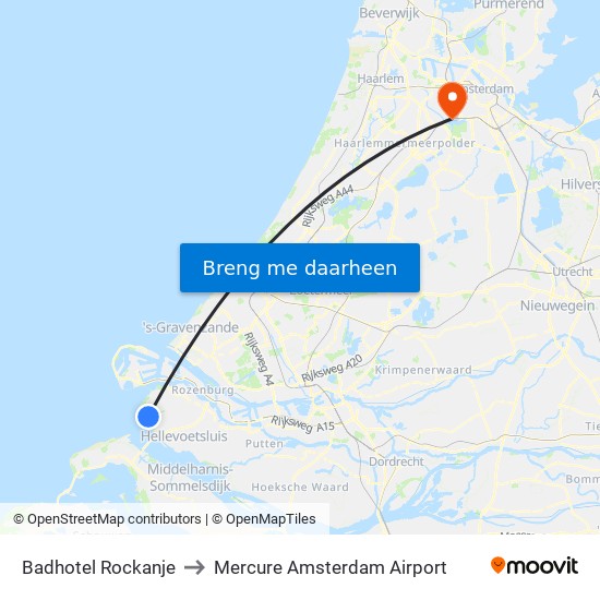 Badhotel Rockanje to Mercure Amsterdam Airport map