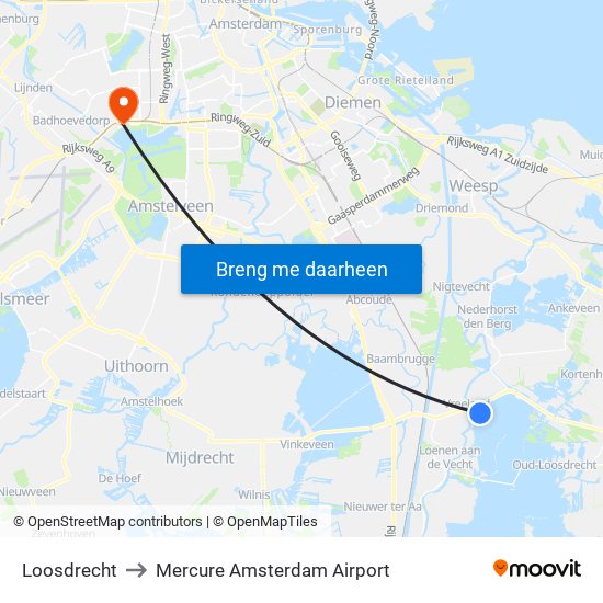 Loosdrecht to Mercure Amsterdam Airport map