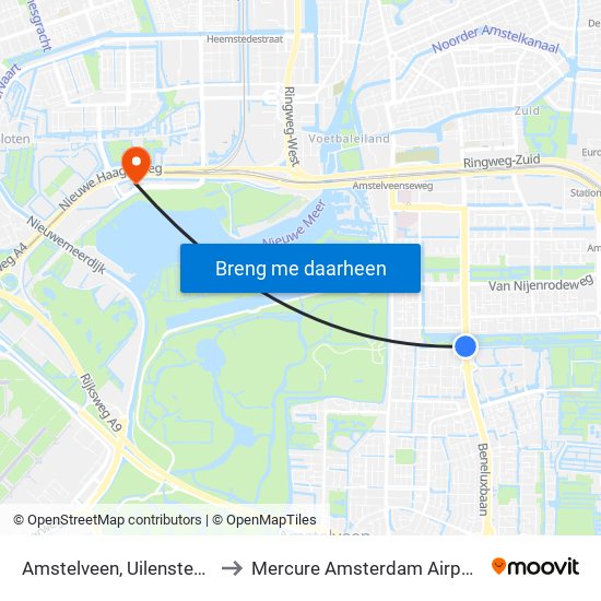 Amstelveen, Uilenstede to Mercure Amsterdam Airport map