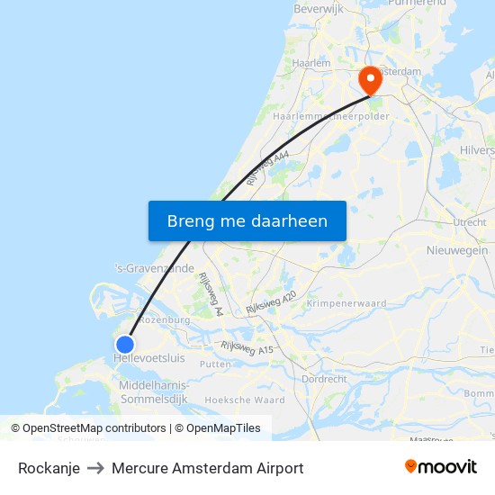 Rockanje to Mercure Amsterdam Airport map