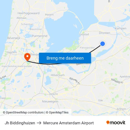 Jh Biddinghuizen to Mercure Amsterdam Airport map