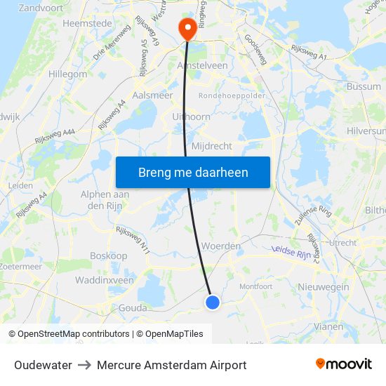 Oudewater to Mercure Amsterdam Airport map