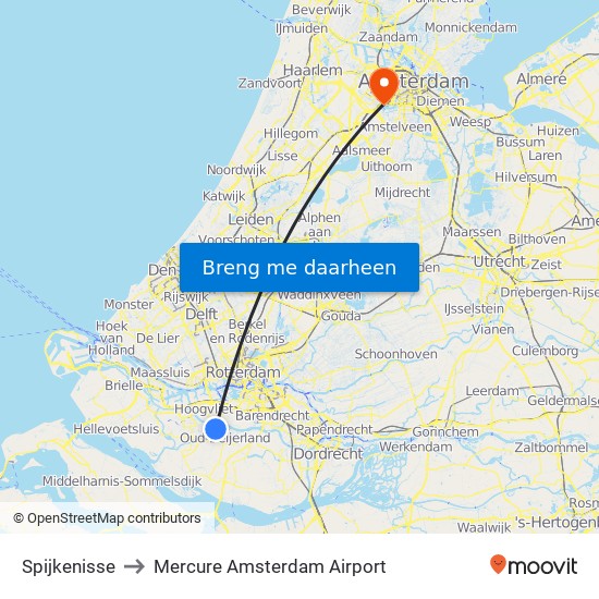 Spijkenisse to Mercure Amsterdam Airport map
