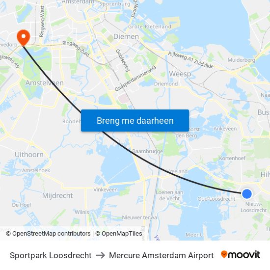 Sportpark Loosdrecht to Mercure Amsterdam Airport map