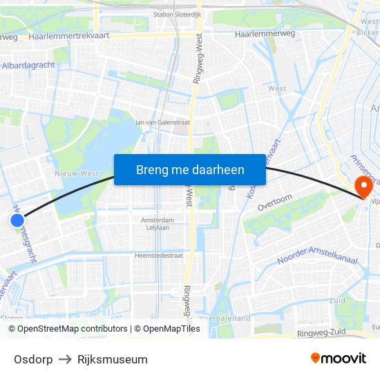 Osdorp to Rijksmuseum map