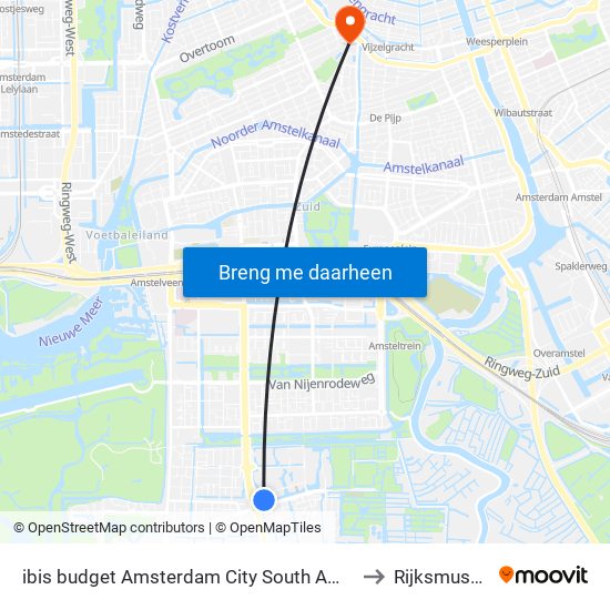 ibis budget Amsterdam City South Amstelveen to Rijksmuseum map