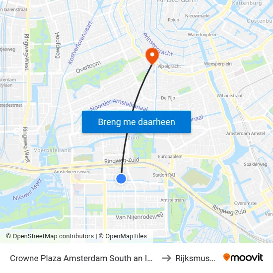 Crowne Plaza Amsterdam South an IHG Hotel to Rijksmuseum map