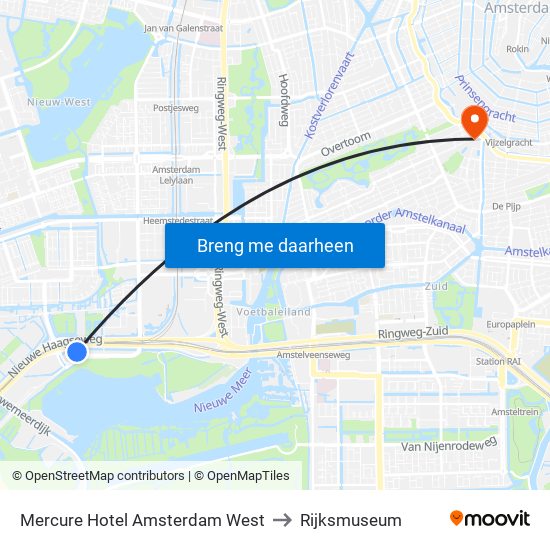 Mercure Hotel Amsterdam West to Rijksmuseum map