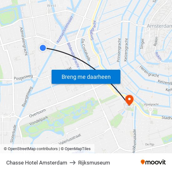 Chasse Hotel Amsterdam to Rijksmuseum map