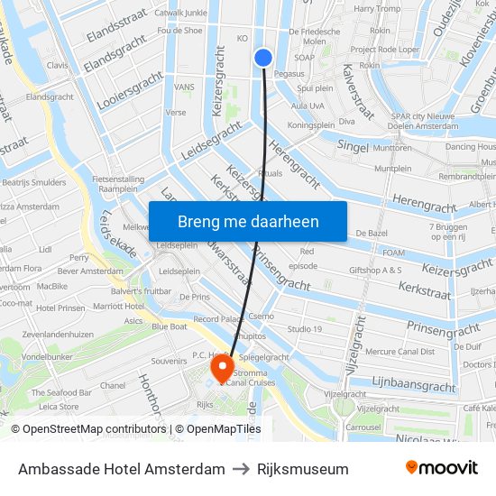 Ambassade Hotel Amsterdam to Rijksmuseum map