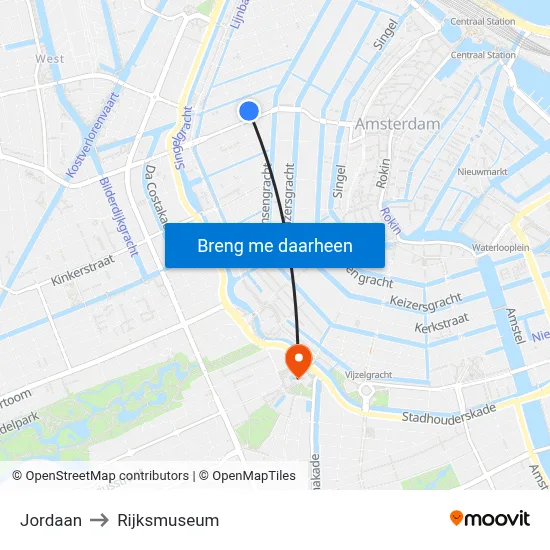 Jordaan to Rijksmuseum map