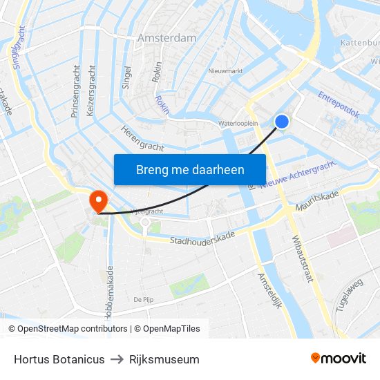 Hortus Botanicus to Rijksmuseum map