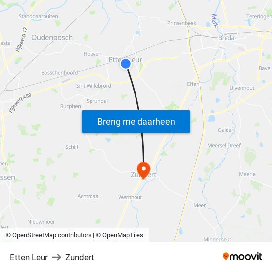 Etten Leur to Zundert map