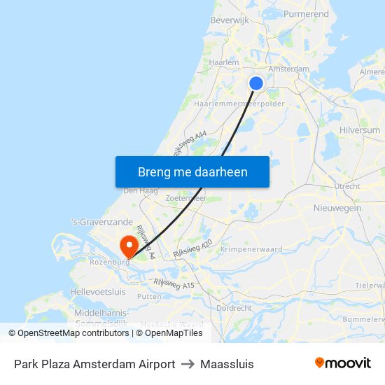 Park Plaza Amsterdam Airport to Maassluis map