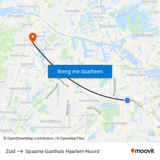 Zuid to Spaarne Gasthuis Haarlem-Noord map