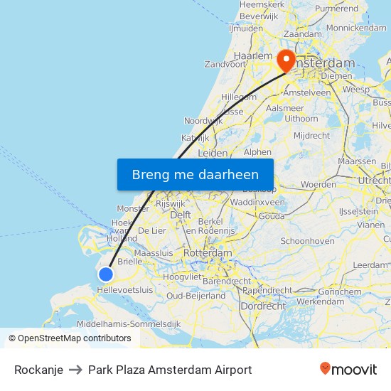 Rockanje to Park Plaza Amsterdam Airport map