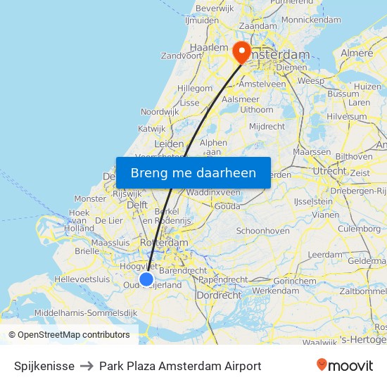 Spijkenisse to Park Plaza Amsterdam Airport map