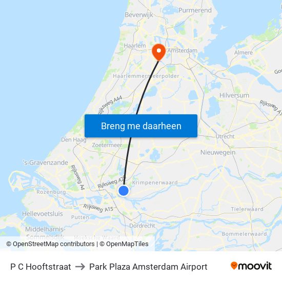 P C Hooftstraat to Park Plaza Amsterdam Airport map