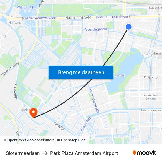 Slotermeerlaan to Park Plaza Amsterdam Airport map